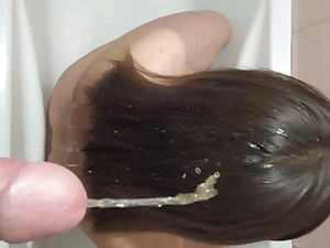 DROPPED URINE ON THE HAIR OF A YOUNG BRUNETTE, GOLDEN RAIN F